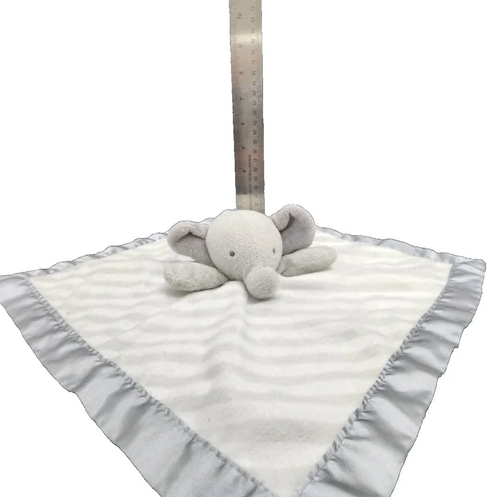 Cloud‎ Island Elephant Lovey Grey Striped Satin Trim Unisex Security Blanket